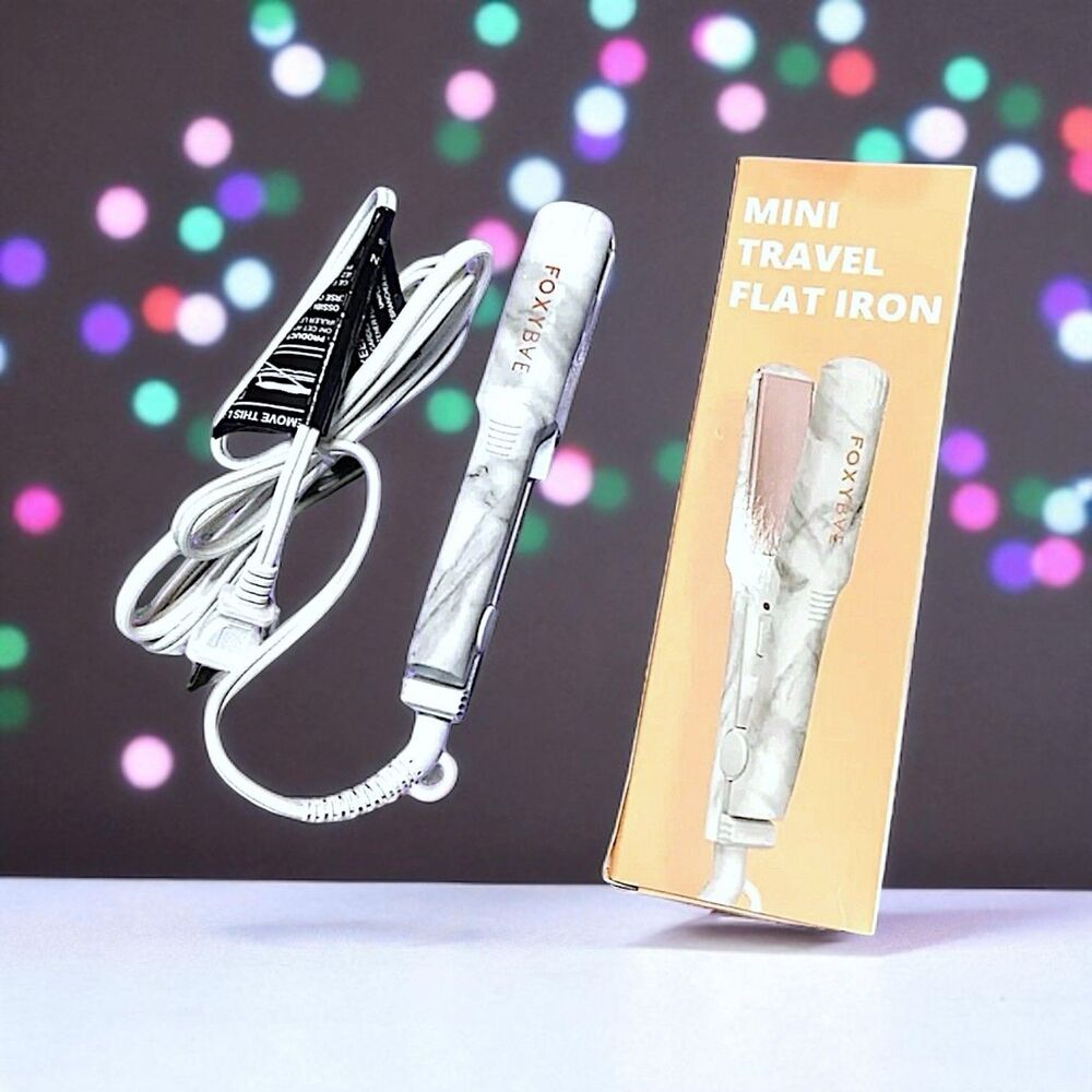 FoxyBae Mini Travel Flat Iron Marble Rose Gold Colored Brand New In Box RV $59